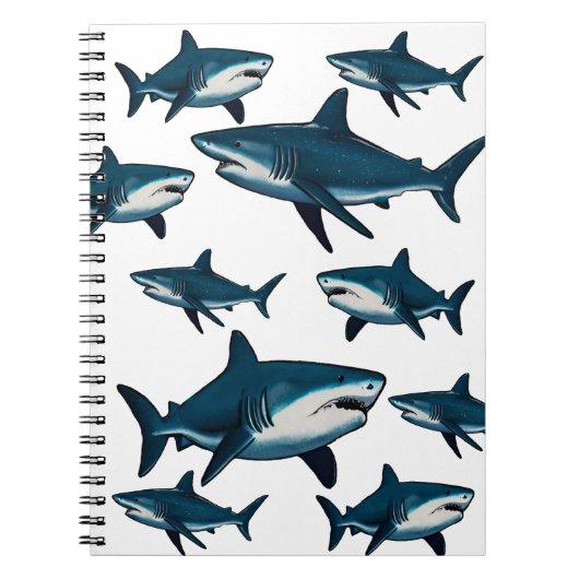 Elegante blauwe witte haai notitieboek (Voorkant)