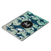 Elegante blauwe witte haai Persoonlijk Monogram Notitieboek (Linkerzijde)