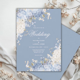 Elegante Blauwe Witte Hortensia Huwelijksuitnodigi Kaart
