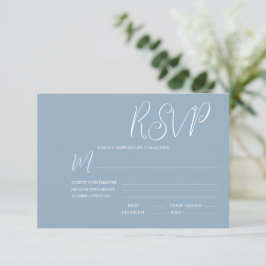 Elegante Blauwe & Witte Huwelijks RSVP Kaart