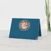 Elegante Blauwe Witte Kerst Foto Kerstkrans Feestdagen Kaart (Achterkant)