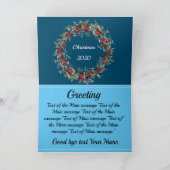 Elegante Blauwe Witte Kerst Foto Kerstkrans Feestdagen Kaart (Binnen)