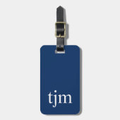 Elegante Blauwe Witte Krachtige Monogram QR Code Bagagelabel (Voorkant verticaal)