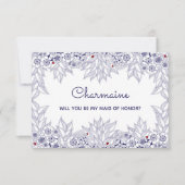 Elegante Blauwe Witte Maid van Eer Uitnodigen Kaart (Voorkant)