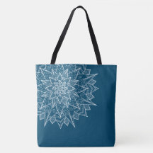 Elegante Blauwe Witte Mandala Bloemig 