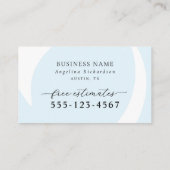 Elegante blauwe witte moderne schoonmaakdiensten visitekaartje (Achterkant)