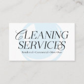 Elegante blauwe witte moderne schoonmaakdiensten visitekaartje (Voorkant)