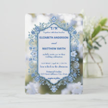 Elegante Blauwe & Witte Overlay Bloemen bruiloft