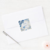 Elegante Blauwe & Witte Overlay Bloemen bruiloft Vierkante Sticker (Envelop)
