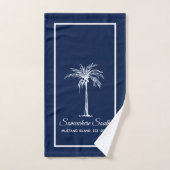 Elegante Blauwe Witte Palmboom Persoonlijk Bad Handdoek (Handdoek)