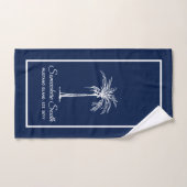 Elegante Blauwe Witte Palmboom Persoonlijk Bad Handdoek (Handdoek)