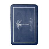 Elegante Blauwe Witte Palmboom Persoonlijk Badmat (Voorkant Verticaal)
