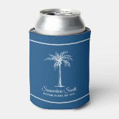 Elegante Blauwe Witte Palmboom Persoonlijk Blikjeskoeler (Blikje Voorkant)