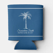 Elegante Blauwe Witte Palmboom Persoonlijk Blikjeskoeler (Achterkant)