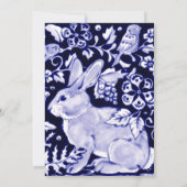 Elegante Blauwe, Witte Pasen Brunch Konijnenvogels Kaart (Achterkant)