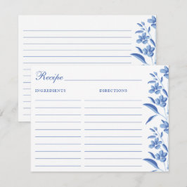 Elegante Blauwe & Witte Receptkaarten Notitiekaartje