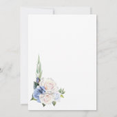 Elegante Blauwe Witte Roos Bloemen Huwelijk Kaart (Achterkant)