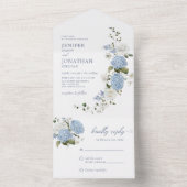 Elegante Blauwe Witte Rozen Bloemstuk All In One A Uitnodiging (Binnen)