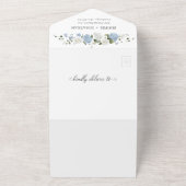 Elegante Blauwe Witte Rozen Bloemstuk All In One Uitnodiging (Buitenkant)