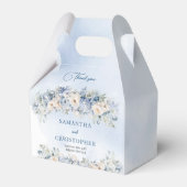 Elegante blauwe & witte rozen eucalyptus gouden br bedankdoosjes (Voorkant Zijde)