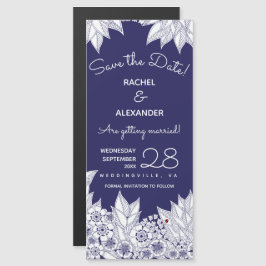 Elegante Blauwe Witte Save the Date Magnetische Uitnodiging