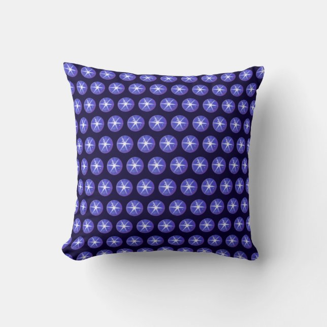 Elegante blauwe & witte stersaffier op marineblauw kussen (Voorkant)