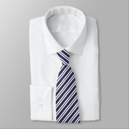 elegante blauwe & witte strepen groomsman trouwfee stropdas