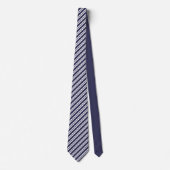 elegante blauwe & witte strepen groomsman trouwfee stropdas (Voorkant)