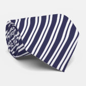 elegante blauwe & witte strepen groomsman trouwfee stropdas (Opgerold)