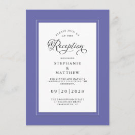 Elegante Blauwe Witte Trouwreceptie Informatiekaartje