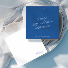 Elegante Blauwe & Witte Uitnodigingskaart voor Bru Kaart