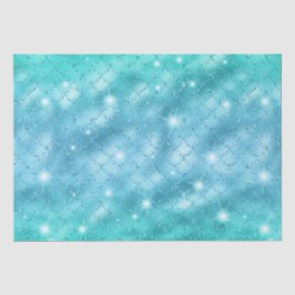 Elegante Blauwe Zeemeermin Schubben Metaalglans Tissuepapier