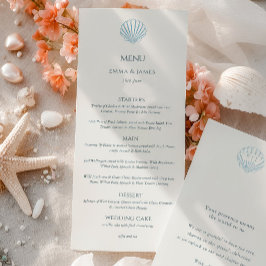 Elegante Blauwe Zeeschelp Ivoor Dubbelzijdig Huwel Menu