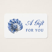 Elegante blauwe zeeschelp logo cadeaubon visitekaartje (Voorkant)