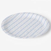 Elegante blauwe zeeschelp nautische kust bruiloft papieren bordje (Gekanteld)