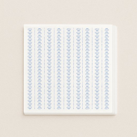 Elegante blauwe zeeschelp nautische kust bruiloft servet