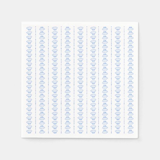 Elegante blauwe zeeschelp nautische kust bruiloft servet (Voorkant)