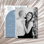 Elegante Blauwe Zeeschelp Strand Bruiloft Save The Date