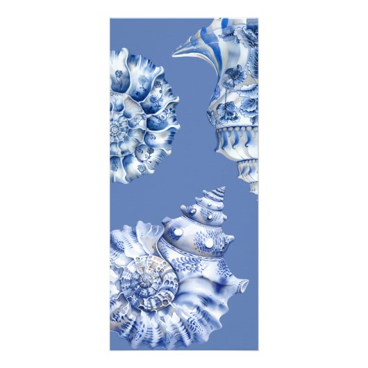 Elegante blauwe zeeschelpen prijslijst rek kaart (Achterkant)