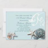 Elegante Blauwe Zeeschelpen Strand bruids theefees Kaart (Achterkant)