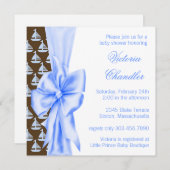 Elegante Blauwe Zeilboot Baby Boy Douche Kaart (Voorkant / Achterkant)