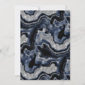Elegante Blauwe & Zilveren Glitter Agate Afstudere Kaart (Achterkant)