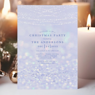 Elegante Blauwe Zilveren Glitter Sneeuw Kerstfeest Kaart