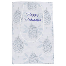 Elegante Blauwe & Zilveren Kerst Medium Cadeauzakje