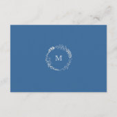 Elegante Blauwe & Zilveren Krans Monochromatische Informatiekaartje (Achterkant)