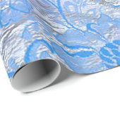 Elegante Blauwe Zilveren Paisley Bloemen Cadeaupapier (Rol Hoek)