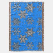 Elegante blauwe zilveren sneeuwvlokken deken (Voorkant Verticaal)