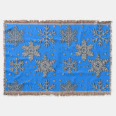 Elegante blauwe zilveren sneeuwvlokken deken (Voorkant)