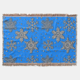 Elegante blauwe zilveren sneeuwvlokken deken