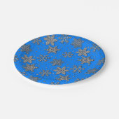 Elegante blauwe zilveren sneeuwvlokken papieren bordje (Gekanteld)